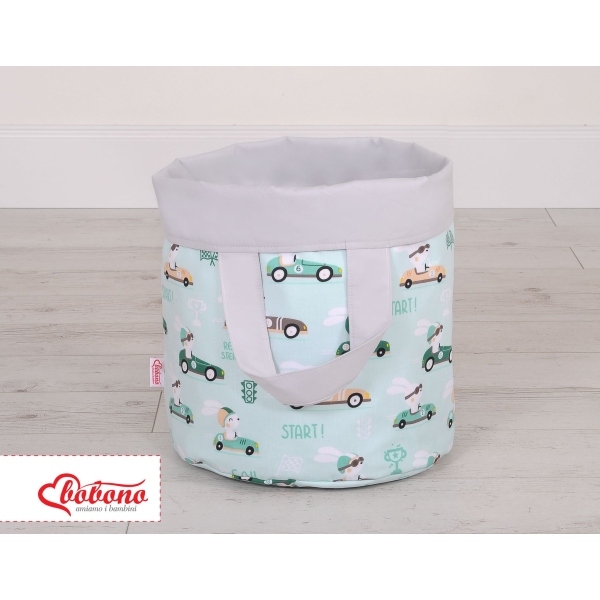 Panier à Jouets Double Face S Menthe Gris Lapins
