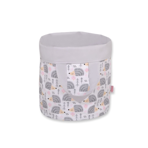 Panier en Tissu Coton pour Ranger Produits et Jouets L Gris Hérissons