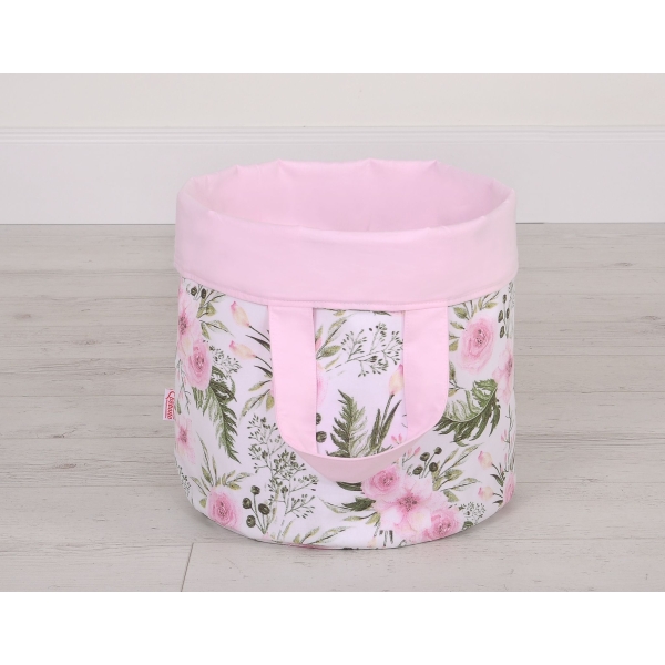 Panier en Tissu Coton pour Ranger Produits et Jouets L Rose