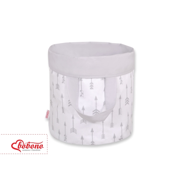 Panier en Tissu Coton pour Ranger Produits et Jouets S Gris Flèches