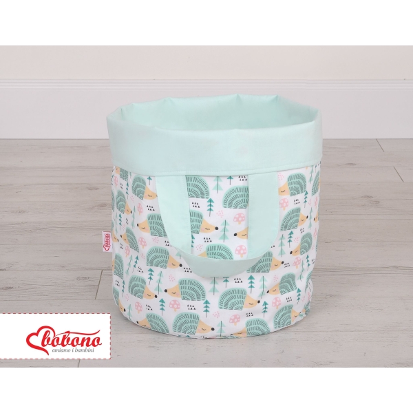Panier en Tissu Coton pour Ranger Produits et Jouets S Menthe Hérissons
