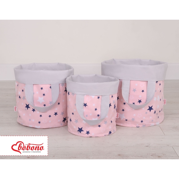 Panier Rangement Jouet L Bleu Rose Gris étoiles