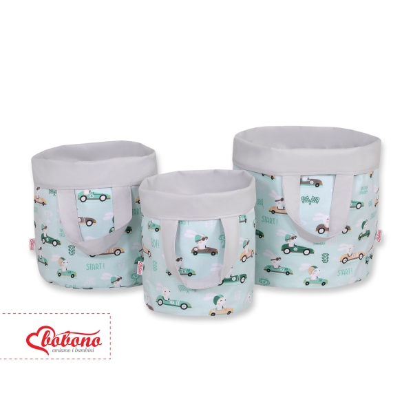 Panier Rangement Jouet M Menthe Gris Lapins