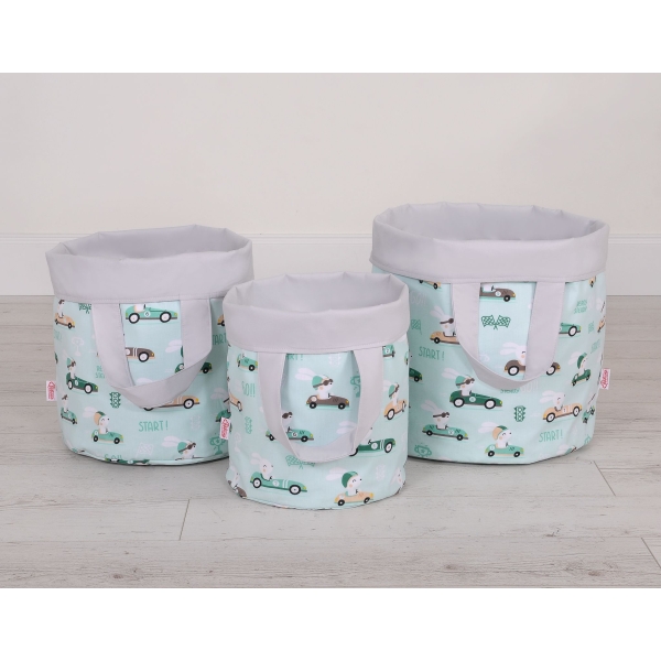 Panier Rangement Jouet M Menthe Gris Lapins