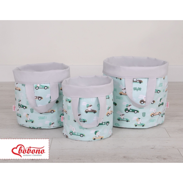Panier Rangement Jouet M Menthe Gris Lapins