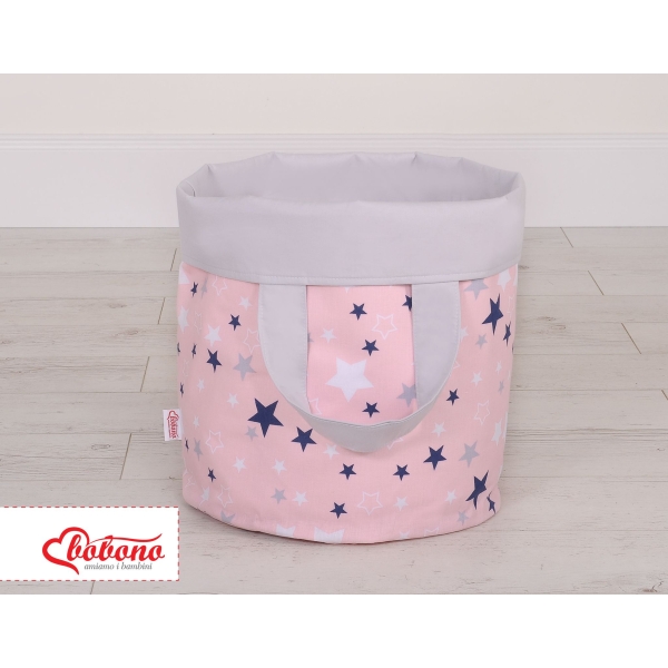 Panier Rangement Jouet S Bleu Rose Gris étoiles