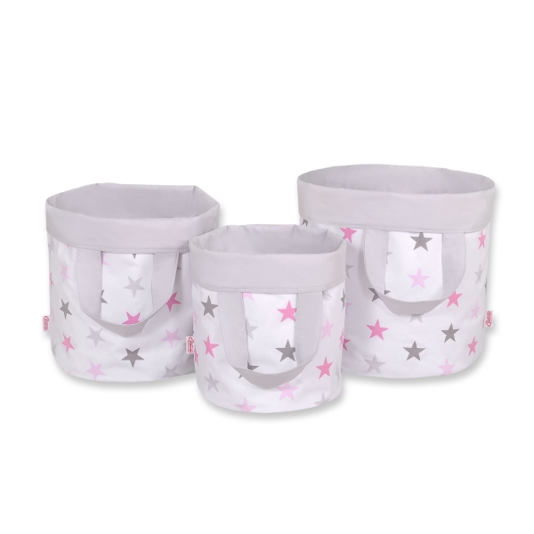 Paniers de Rangement L Rose Gris étoiles