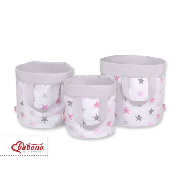 Paniers de Rangement L Rose Gris étoiles