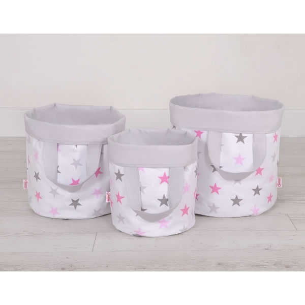 Paniers de Rangement L Rose Gris étoiles