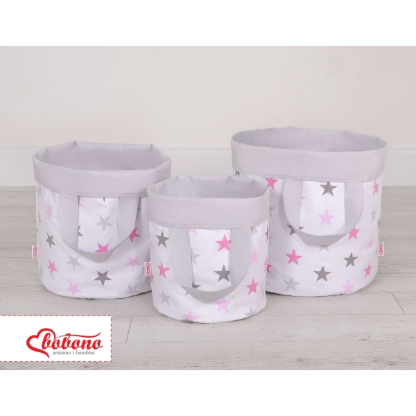 Paniers de Rangement L Rose Gris étoiles