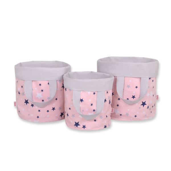 Paniers de Rangement M Bleu Rose Gris étoiles