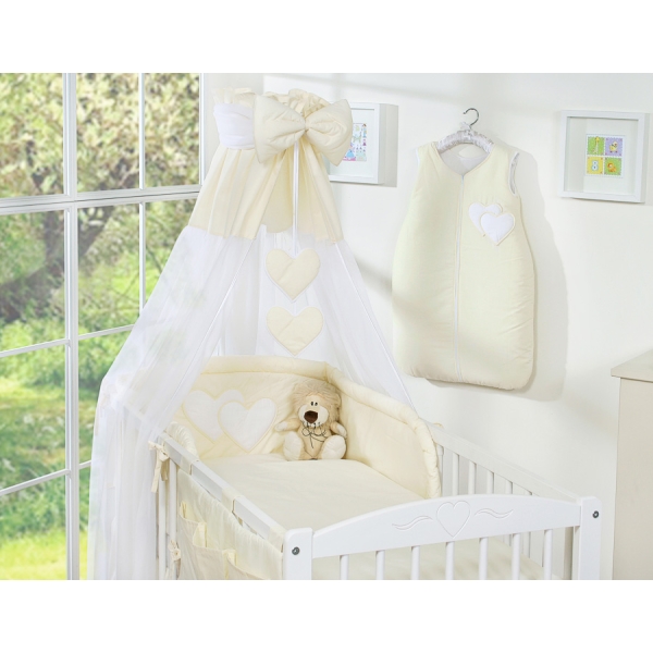Parure de Linge  Lit Bébé 11 pcs Ciel Crème Cœurs