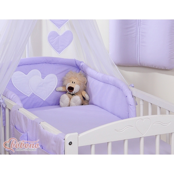 Parure de Linge  Lit Bébé 11 pcs Ciel Lila Cœurs
