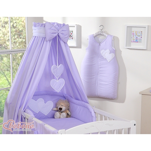 Parure de Linge  Lit Bébé 11 pcs Ciel Lila Cœurs