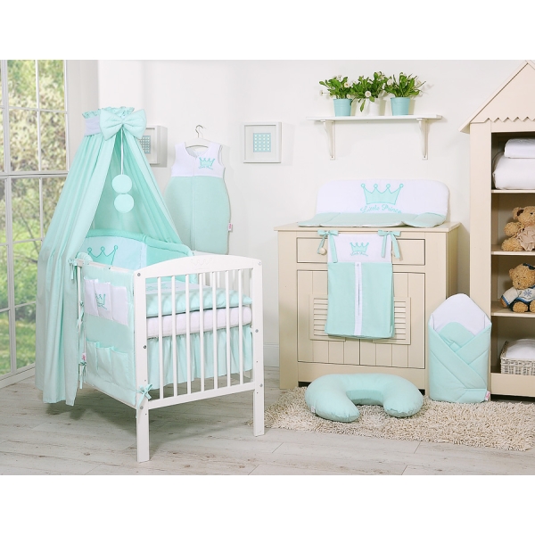 Parure pour Lit Bébé Tour Ciel 11 pcs Menthe Prince / Princess
