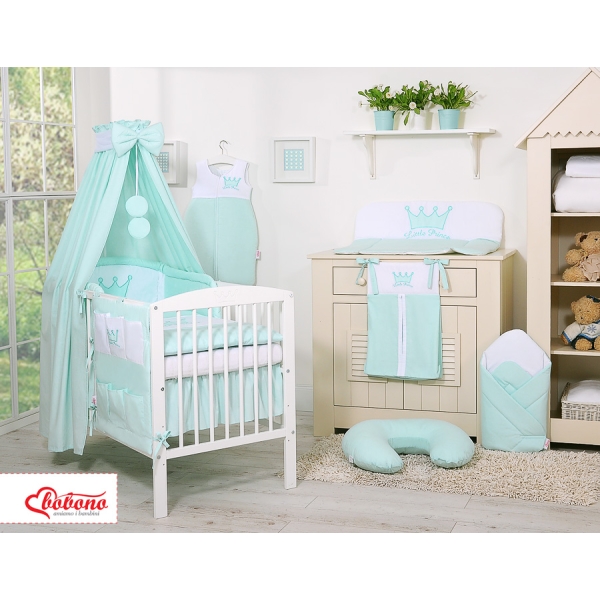 Parure pour Lit Bébé Tour Ciel 11 pcs Menthe Prince / Princess