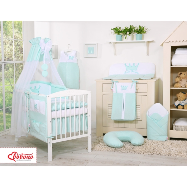 Parure pour Lit Bébé Tour Ciel 11 pcs Menthe Prince / Princess
