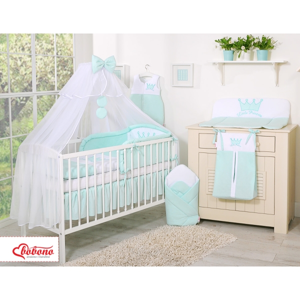Parure de Linge  Lit Bébé 11 pcs  Moustiquaire Menthe Prince / Princess