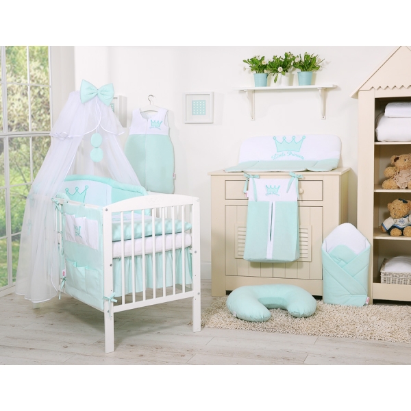 Parure de Linge  Lit Bébé 11 pcs  Moustiquaire Menthe Prince / Princess