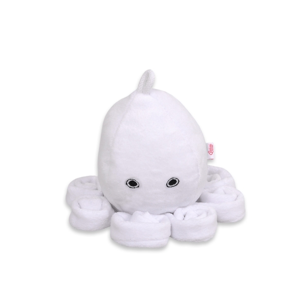 Peluche Pieuvre avec Hochet pour de Bébé Blanc