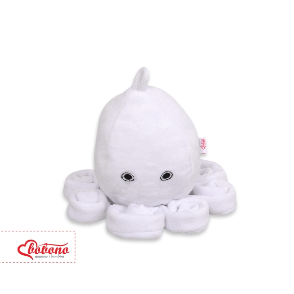 Peluche Pieuvre avec Hochet pour de Bébé Blanc
