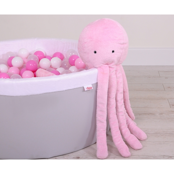 Pieuvre en Peluche avec Hochet Rose