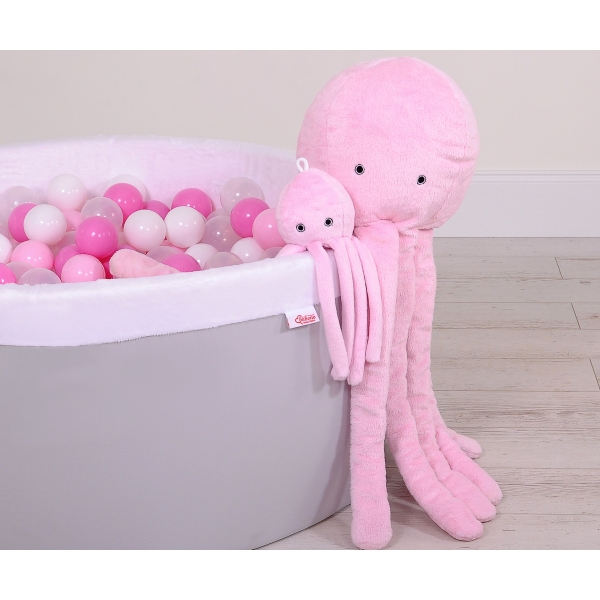 Pieuvre en Peluche avec Hochet Rose