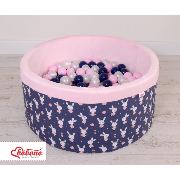 Piscine à Balles Minky 200pcs Bleu Lapins
