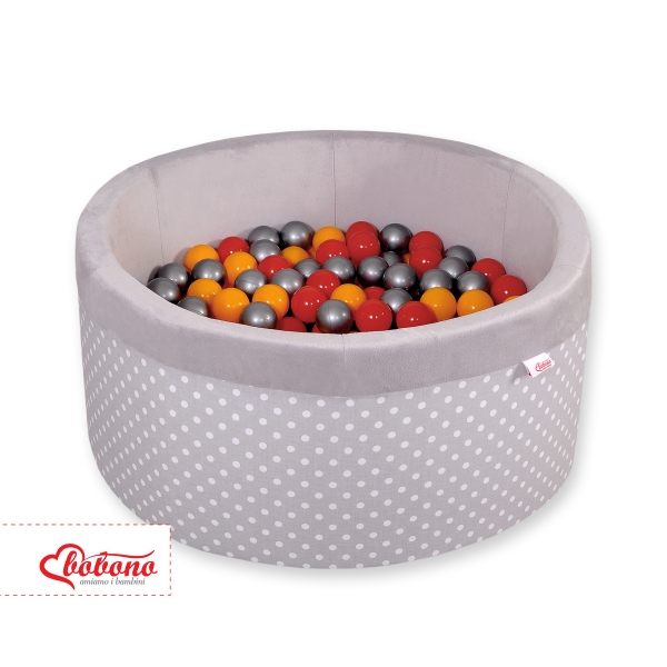 Piscine à Balles Minky 200pcs Gris à Pois