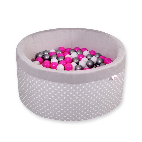 Piscine à Balles Minky 200pcs Gris à Pois