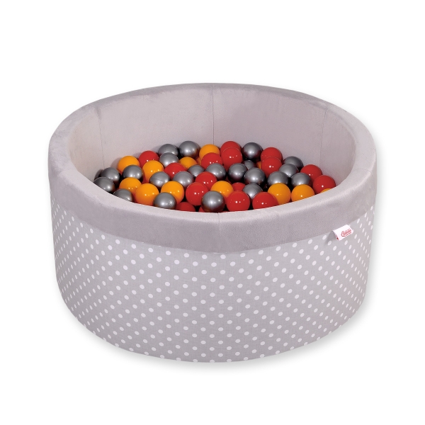 Piscine à Balles Minky 200pcs Gris à Pois