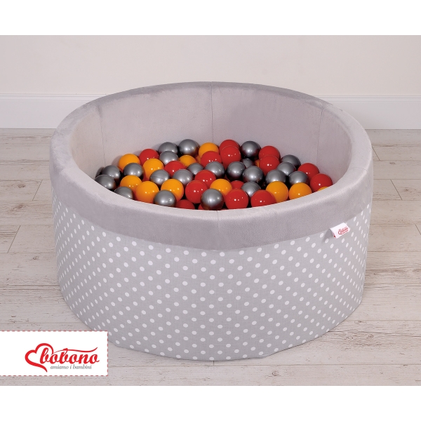Piscine à Balles Minky 200pcs Gris à Pois