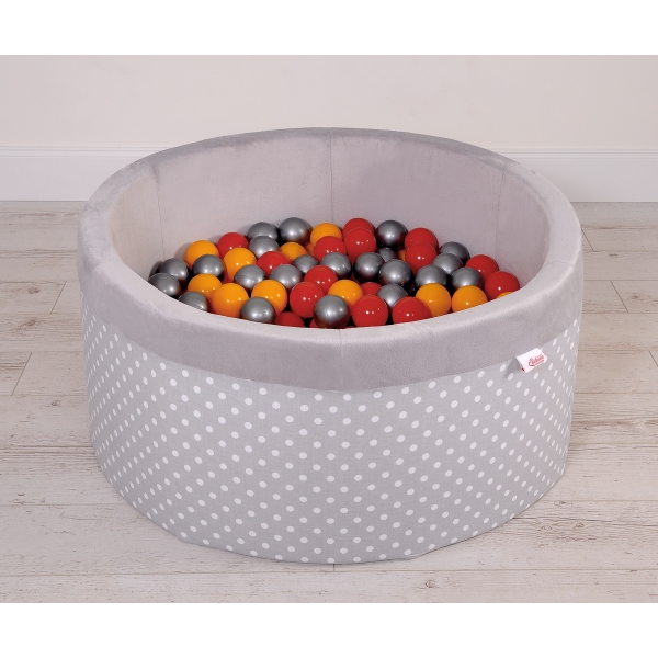Piscine à Balles Minky 200pcs Gris à Pois