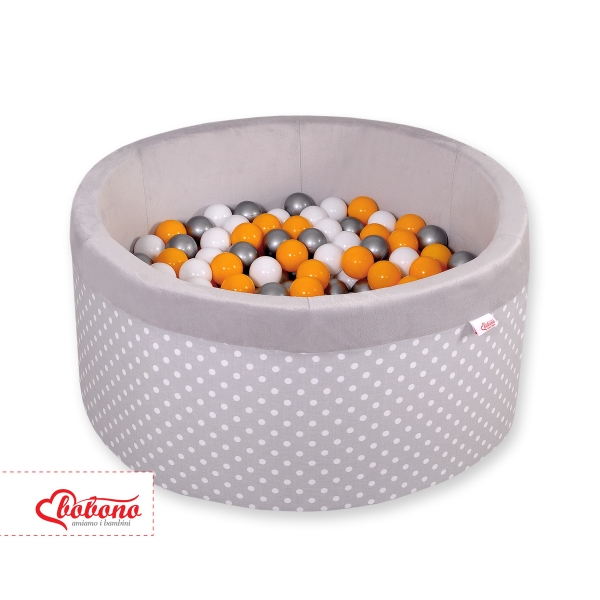 Piscine à Balles Minky 200pcs Gris à Pois