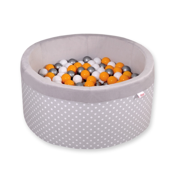 Piscine à Balles Minky 200pcs Gris à Pois