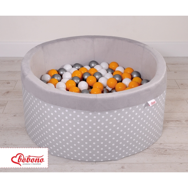 Piscine à Balles Minky 200pcs Gris à Pois