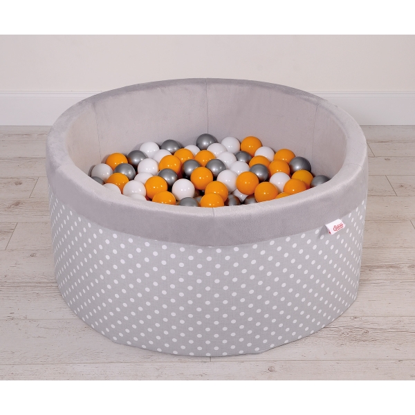 Piscine à Balles Minky 200pcs Gris à Pois