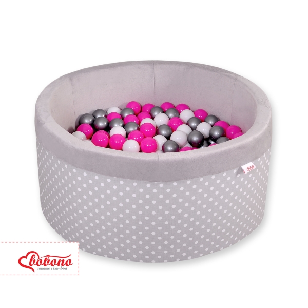 Piscine à Balles Minky 200pcs Gris à Pois