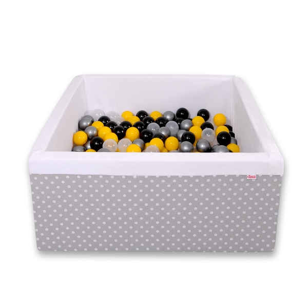 Piscine à Balles Carrée  Minky 200pcs Gris à Pois