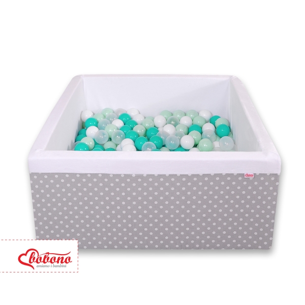 Piscine à Balles Carrée  Minky 200pcs Gris à Pois