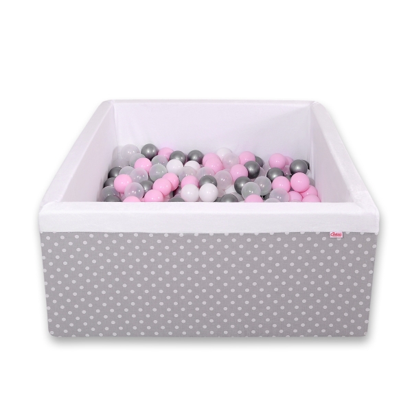 Piscine à Balles Carrée  Minky 200pcs Gris à Pois
