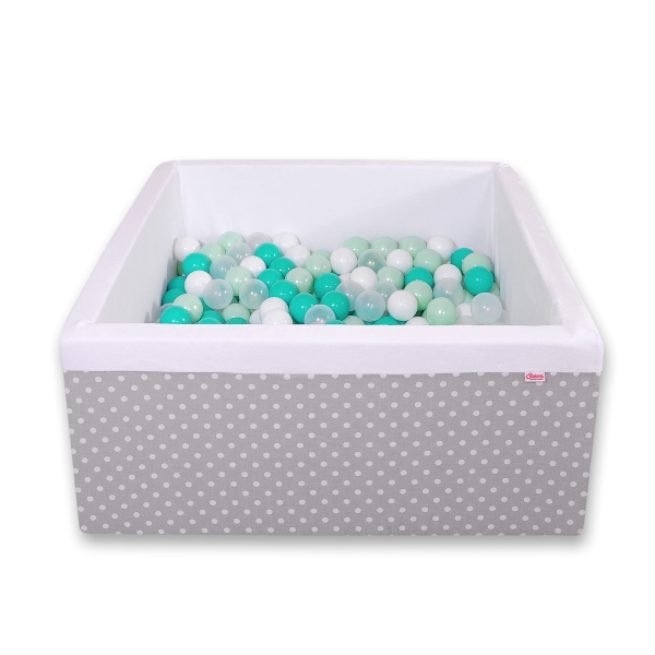 Piscine à Balles Carrée  Minky 200pcs Gris à Pois