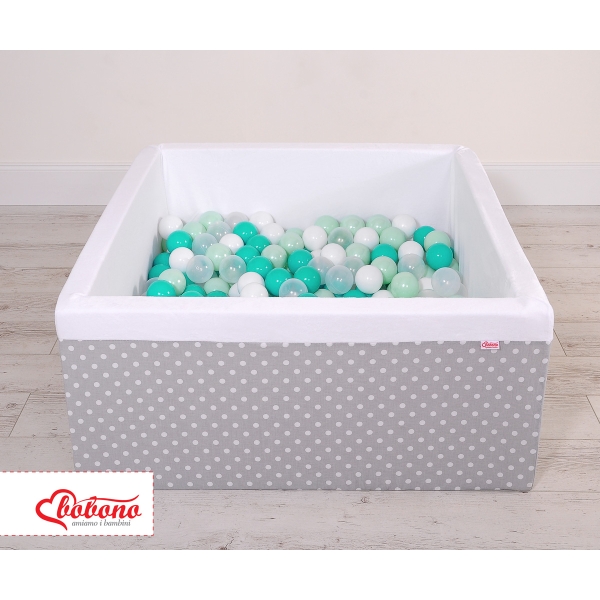 Piscine à Balles Carrée  Minky 200pcs Gris à Pois