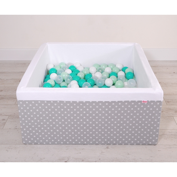 Piscine à Balles Carrée  Minky 200pcs Gris à Pois
