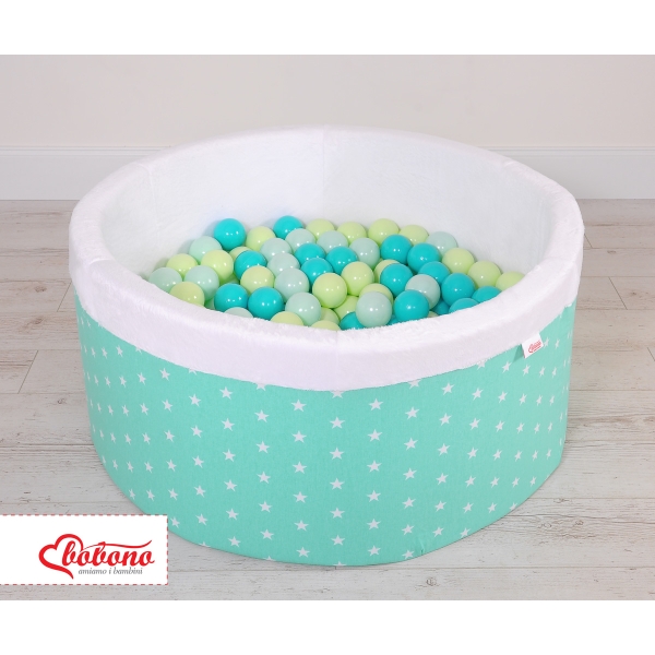 Piscine à Balles Minky 200pcs Menthe à Étoiles