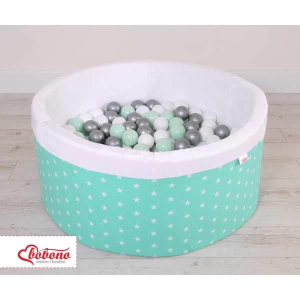 Piscine à Balles Minky 200pcs Menthe à Étoiles