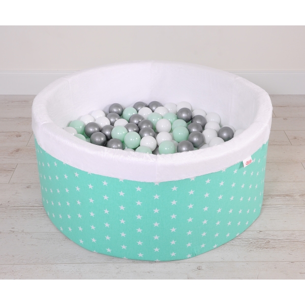 Piscine à Balles Minky 200pcs Menthe à Étoiles