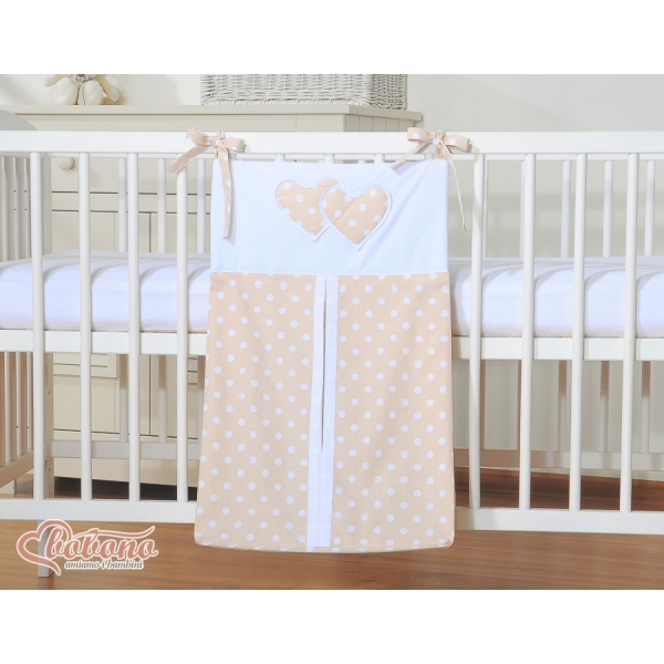 Pochette de Rangement pour Couche Beige à Pois Cœurs