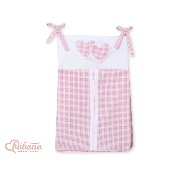 Pochette de Rangement pour Couche Rose à Carreaux Cœurs
