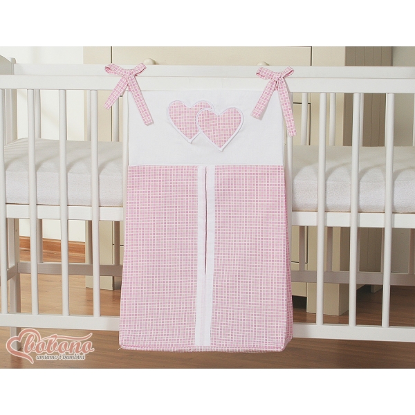 Pochette de Rangement pour Couche Rose à Carreaux Cœurs